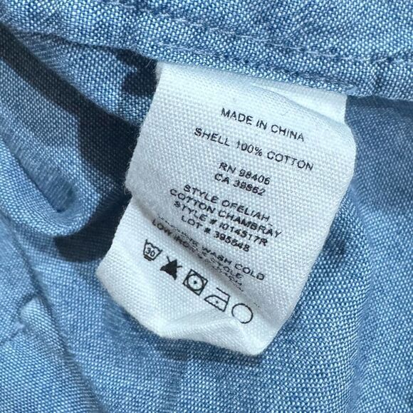 Theory Ofeliah Light Blue Cotton Chambray Split Back Blouse Top Women’s Medium - Picture 4 of 5